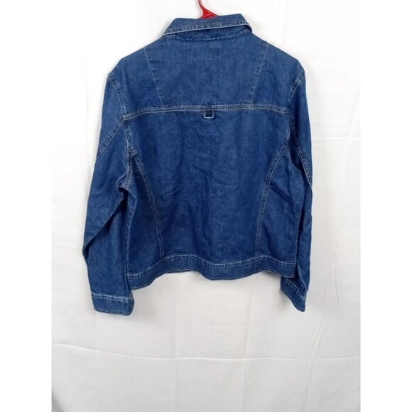 Vintage Timberlea Blue Denim Button Up Shirt Jacket Embroidered Leafs SIZE L/G - Picture 9 of 12